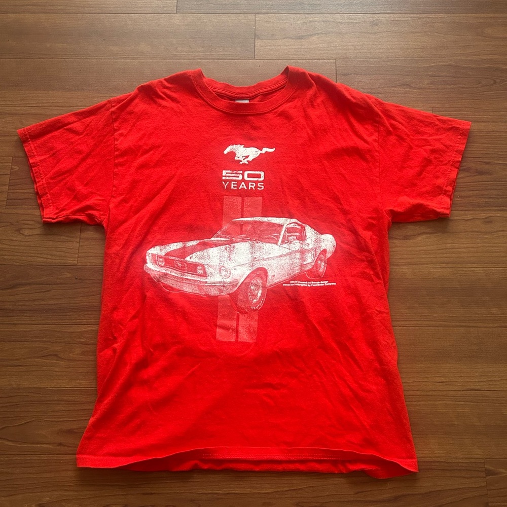 Ford mustang Red 50th Anniversary Car Tee